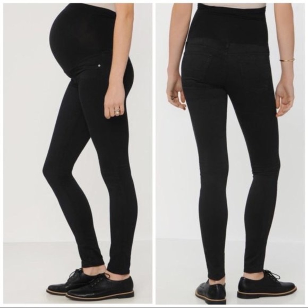 AG Maternity Black Sateen Skinny Jeans